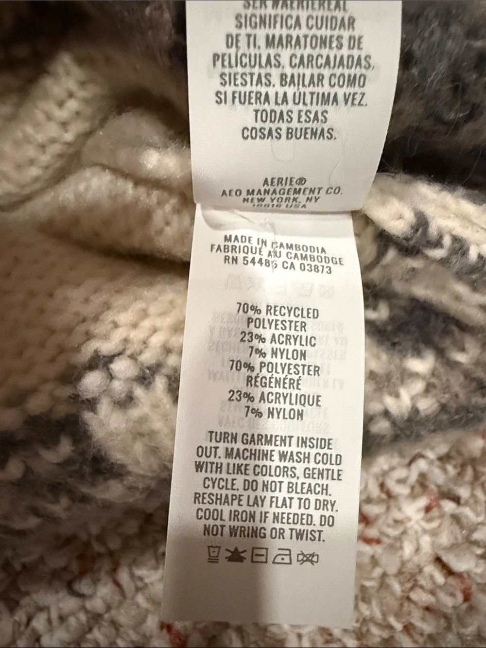 aerie Cream Fair Isle Button-Up Cardigan with Brown & Pink Accents - Picture 3 of 3
